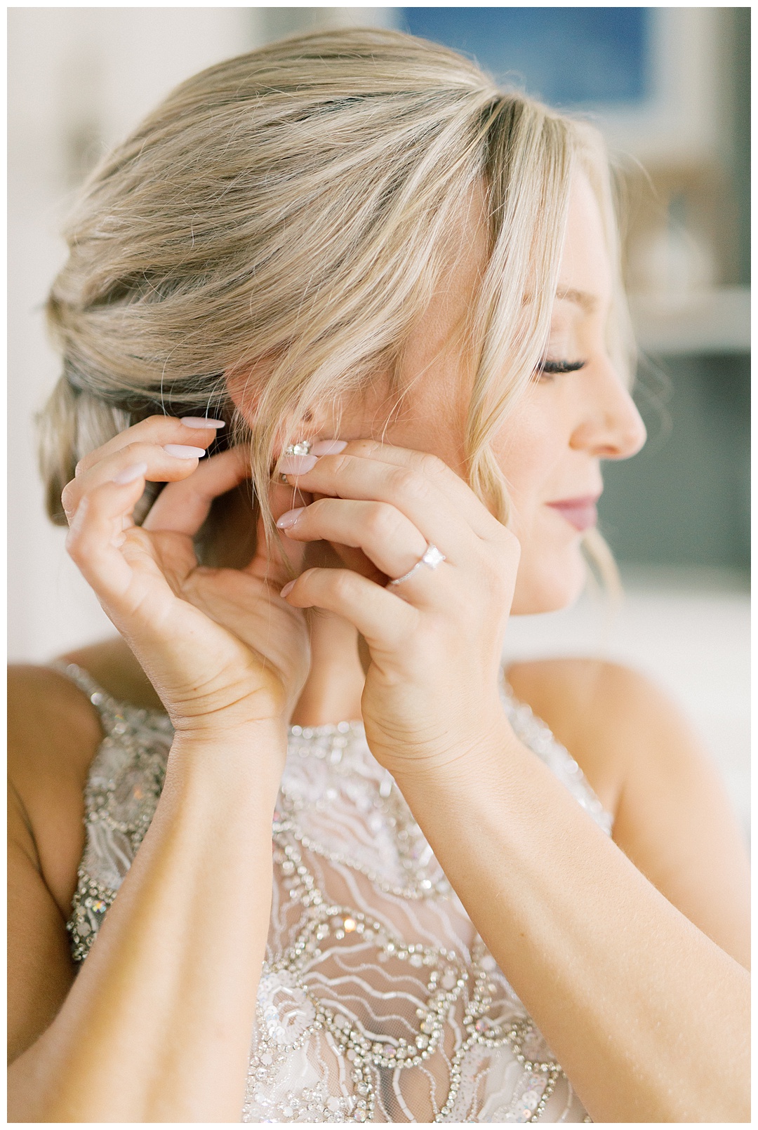Hailey Paige Dress with Wedding Earrings Lush Backyard Wedding on Film Featured on Magnolia Rouge with Sarah Sunstrom Photography