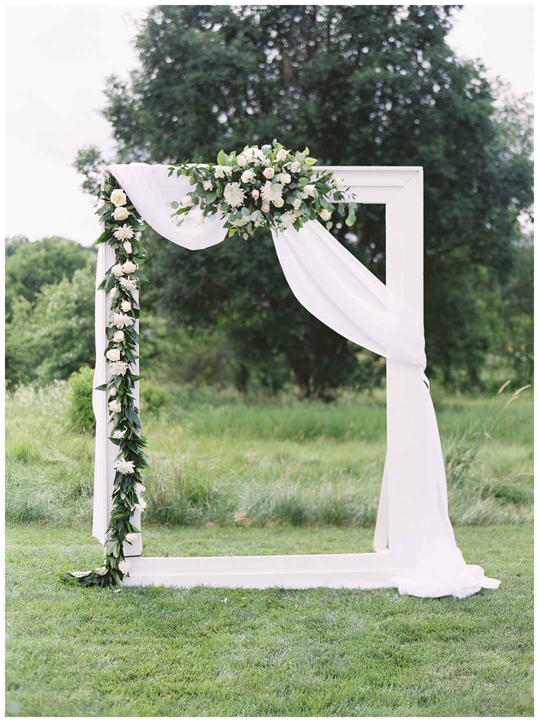 Ceremony Decor Altar Lush Backyard Wedding on Film Featured on Magnolia Rouge with Sarah Sunstrom Photography