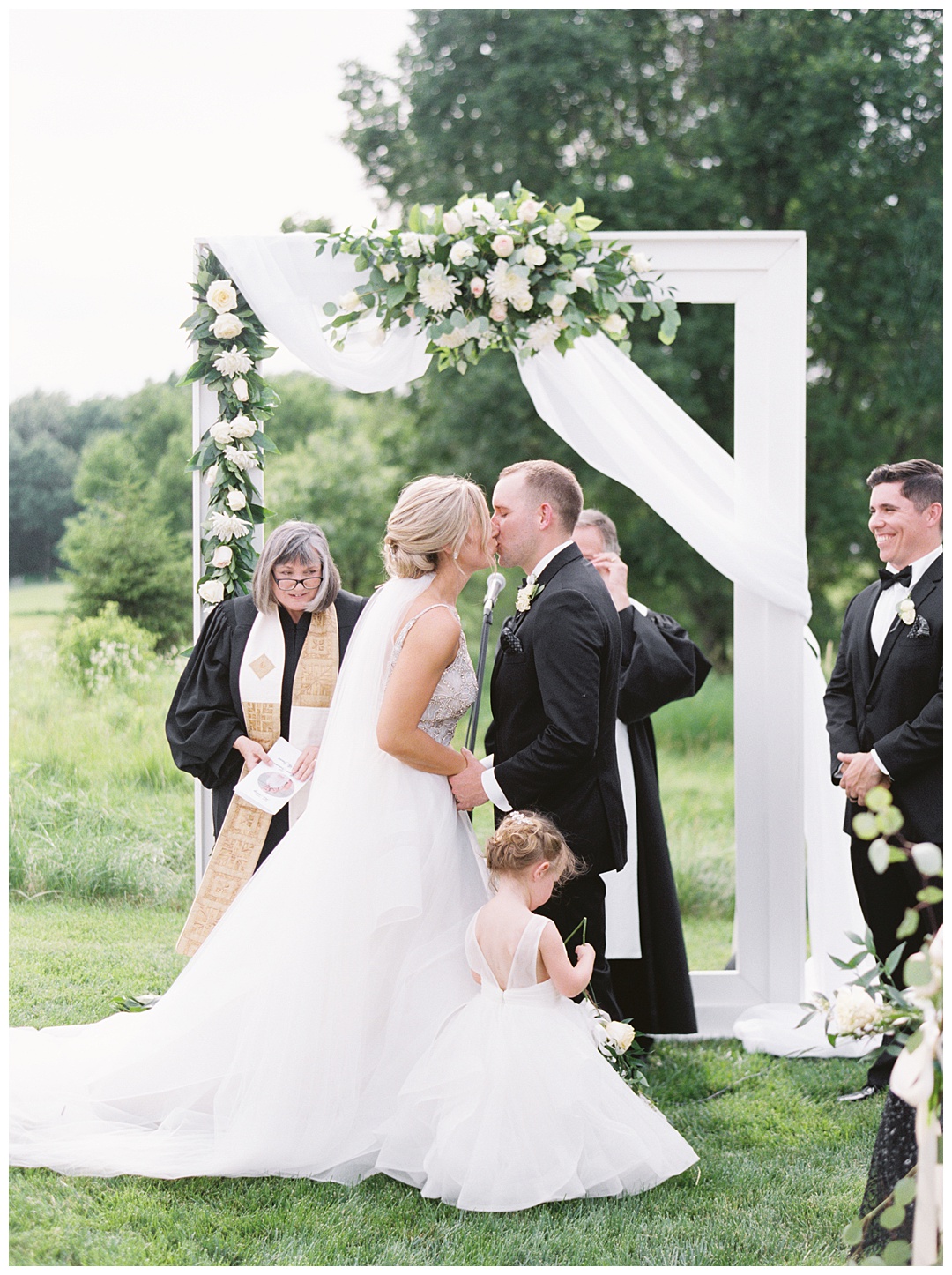First Kiss Lush Backyard Wedding on Film Featured on Magnolia Rouge with Sarah Sunstrom Photography