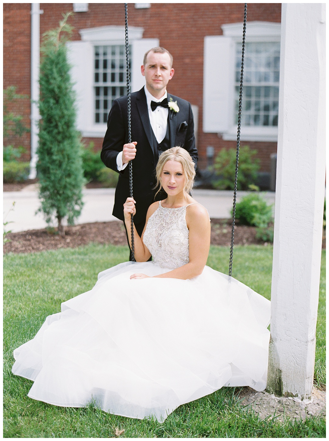 Bride and Groom Portrait Lush Backyard Wedding on Film Featured on Magnolia Rouge with Sarah Sunstrom Photography
