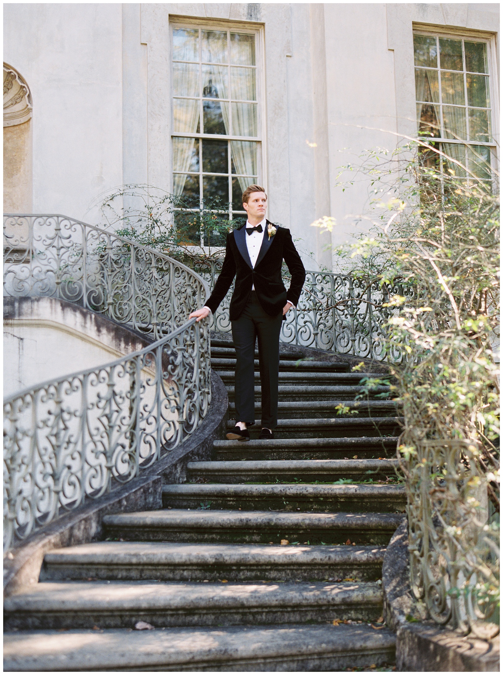 Groom in Italian Suit in Historic Atlanta Swan House Wedding with Sarah Sunstrom Photography