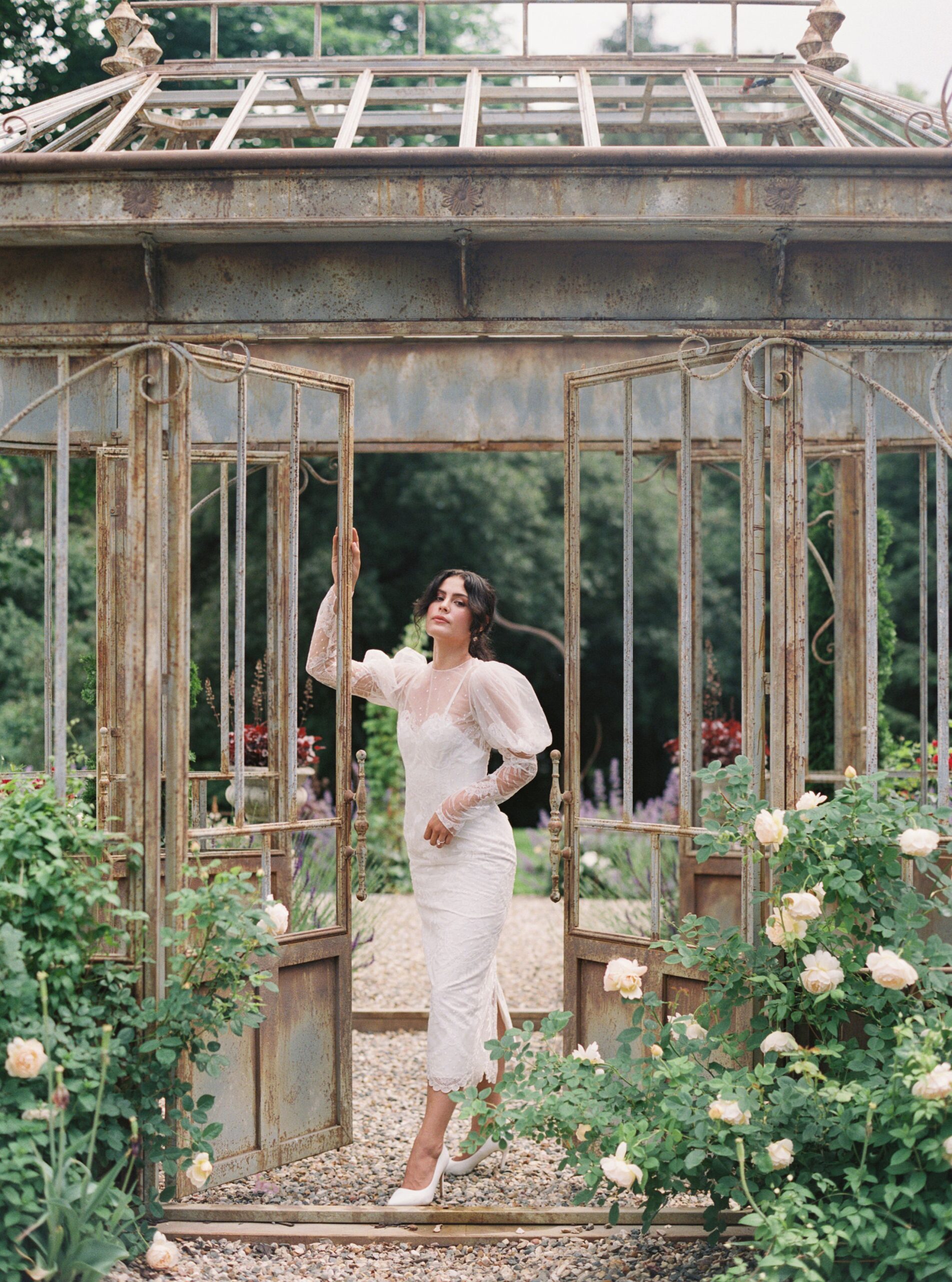 Beautiful Bride at European Inspired Greencrest Manor Wedding Venue photographed on film by destination wedding photographer Sarah Sunstrom Photography.