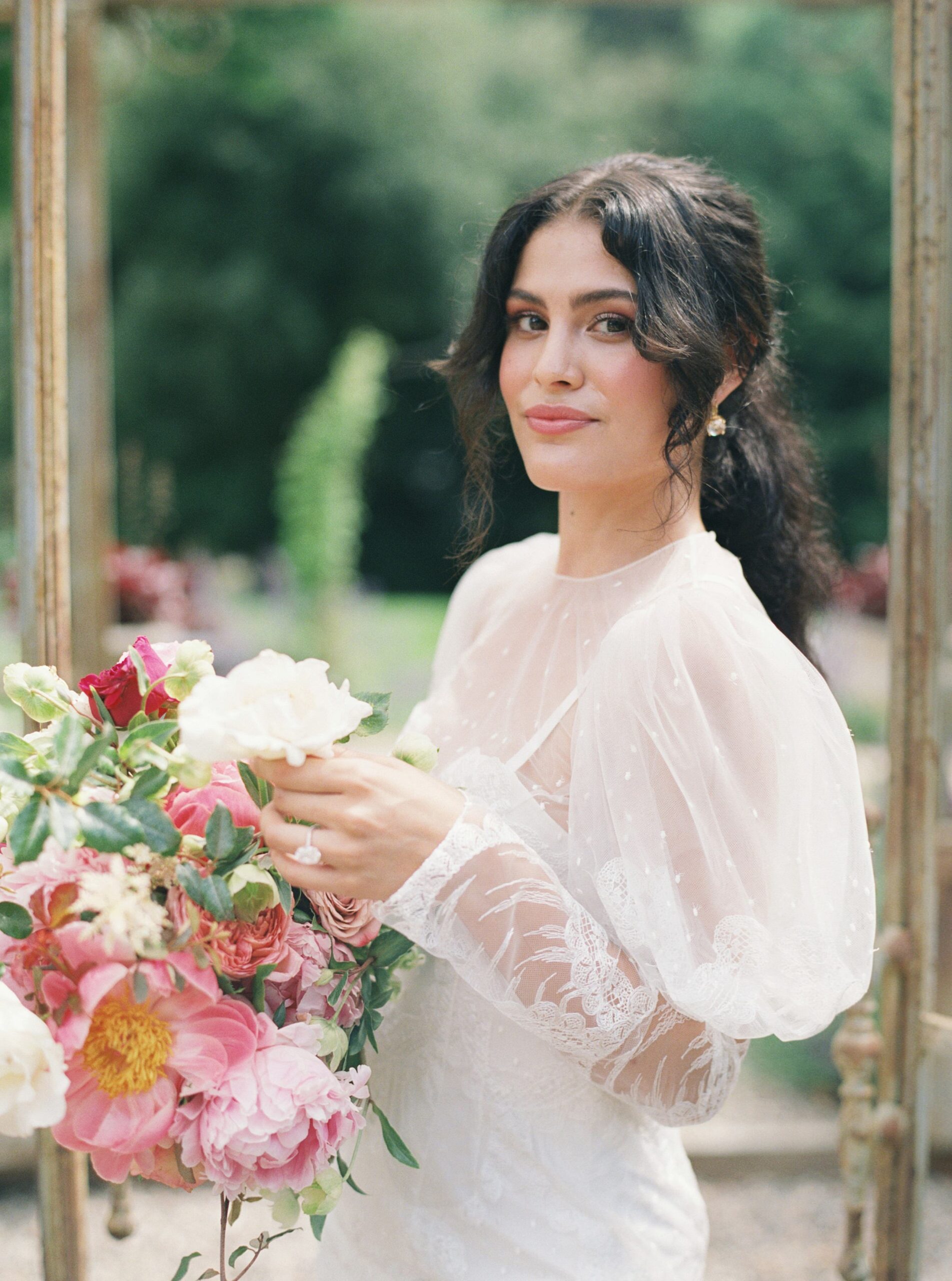 Beautiful Bride at European Inspired Greencrest Manor Wedding Venue photographed on film by destination wedding photographer Sarah Sunstrom Photography.
